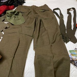 Vintage military authentic US ARMY pants, tie, belt with buckle, hat and gloves